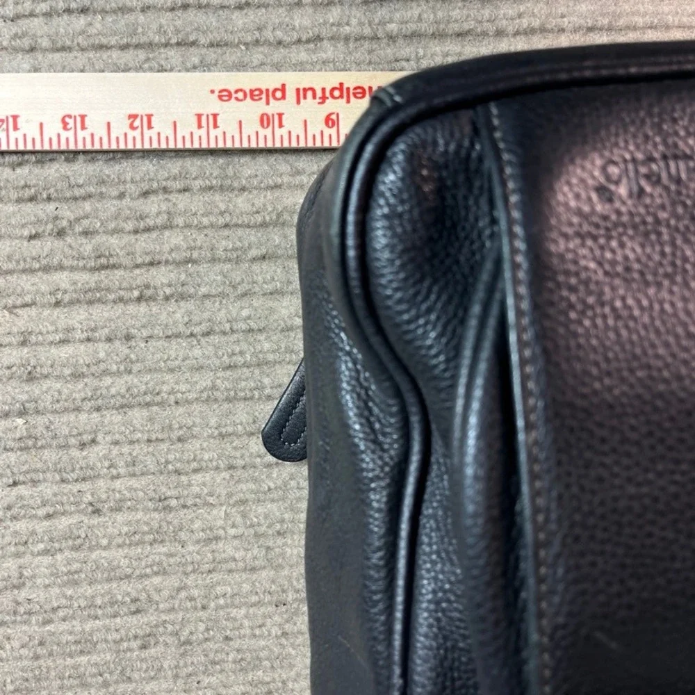 Tignanello Black Pebbled Leather Mini Backpack Organizer Bag Multi Pocket